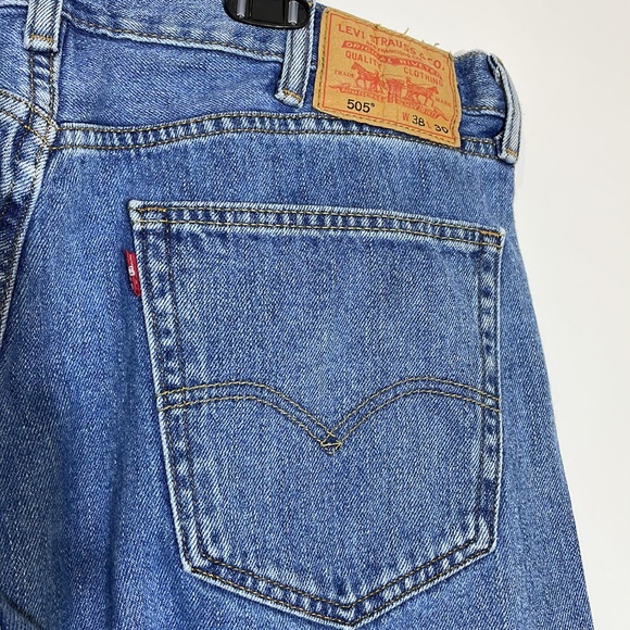 Levi’s 505 Men’s Blue Straight Fit Levis Strauss Regular Jeans Size 38X30 - Picture 9 of 16